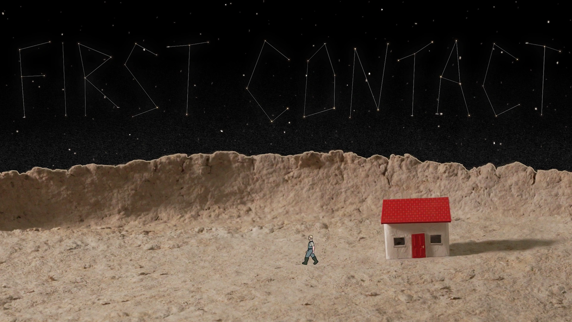 The red-roofed house on the lunar landscape in First Contact